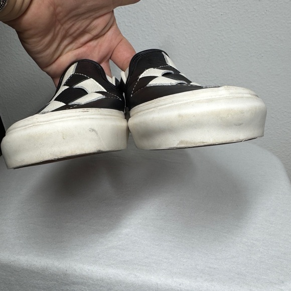 Vans Rare Woven Leather Black White Checkers Slip On Sneakers Size Women’s 5 - Picture 3 of 14